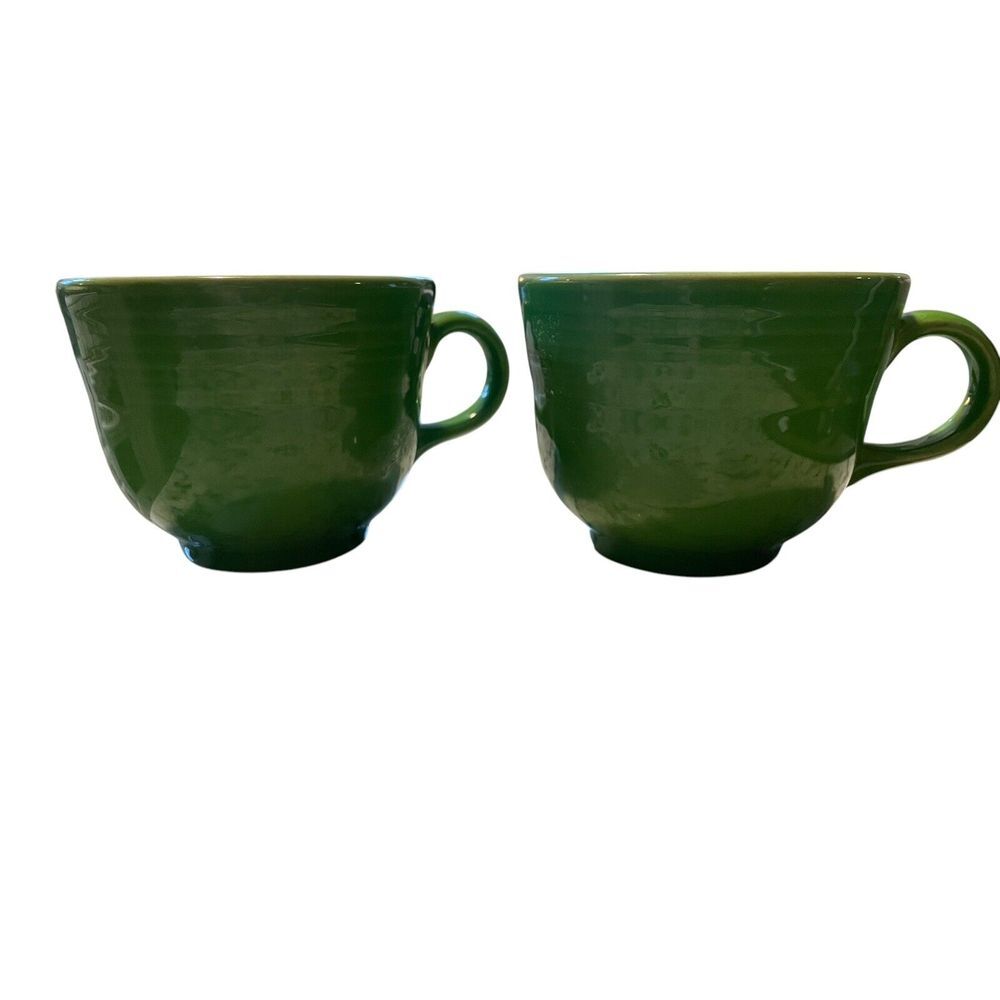 Green Fiesta Ironstone Homer‎ Laughlin Teacup Mug Pair